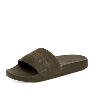 ALL SAINTS Karli Suede Slides Khaki Size 10